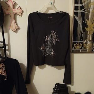 Arizona Jean Company Dark Long Sleeve with Floral Design